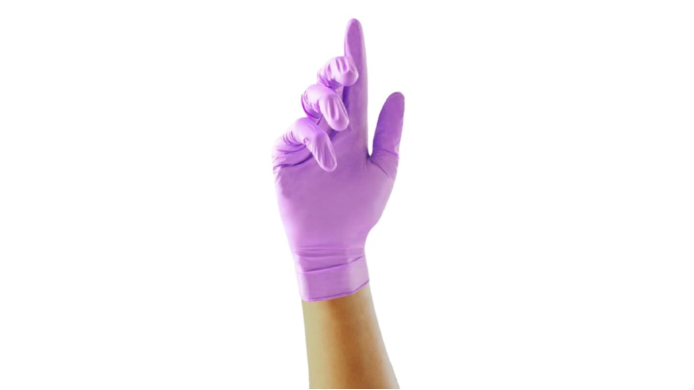 Unigloves Violet Powder-Free Nitrile Disposable Gloves, Size XS, 100 per Pack