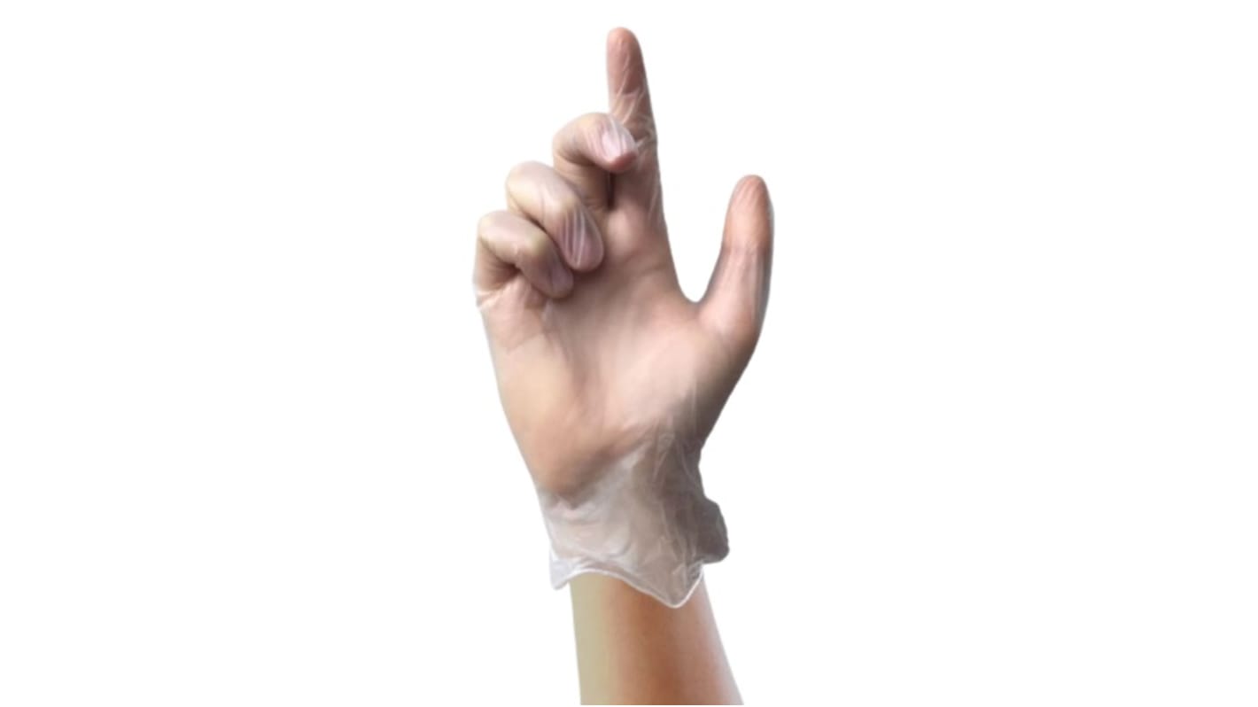 Unigloves Clear Powder-Free Vinyl Disposable Gloves, Size 9, Large, 100 per Pack