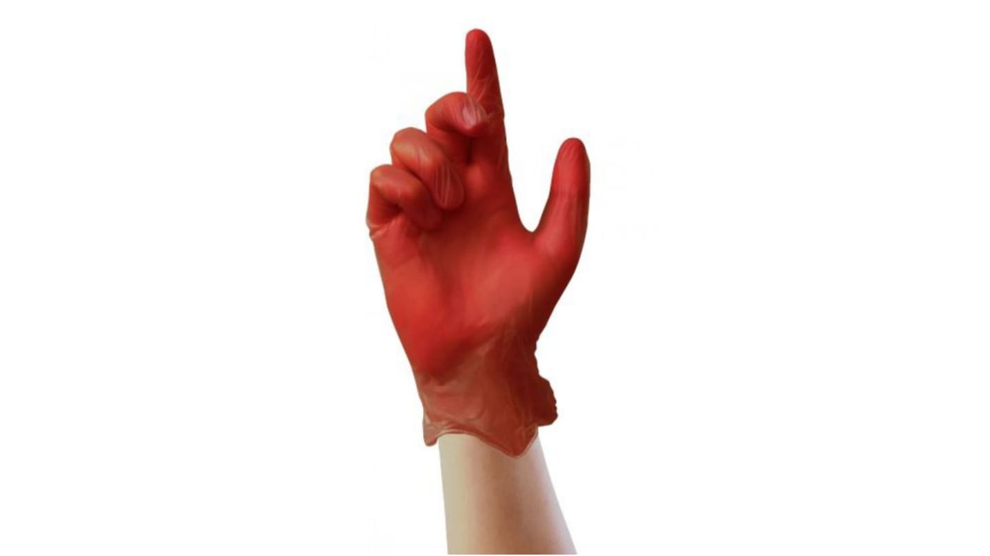 Unigloves Red Powder-Free Vinyl Disposable Gloves, Size 10, XL, 100 per Pack