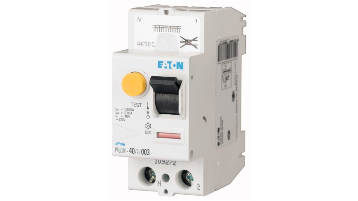 Eaton RCCB, 40A, 2 Pole, 30mA, Type A, 230V ac