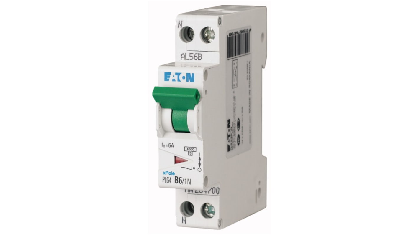 Interruttore magnetotermico Eaton 1+N 6A 4,5 kA, Tipo C