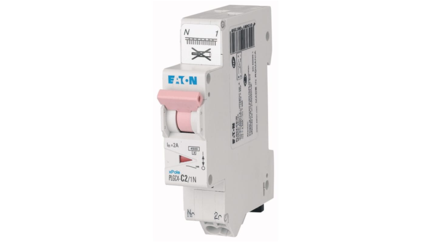 Interruttore magnetotermico Eaton 1+N 2A, Tipo C
