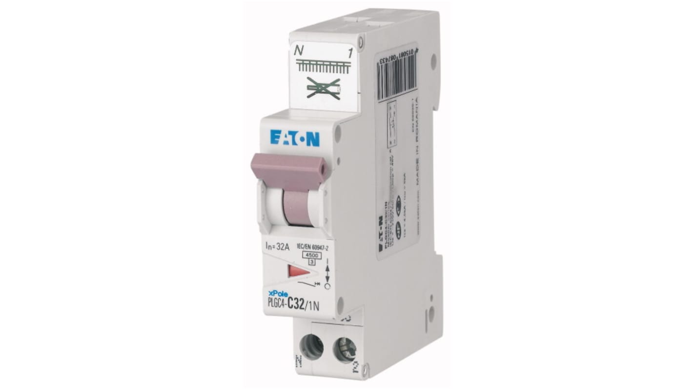 Interruttore magnetotermico Eaton 1+N 32A, Tipo C