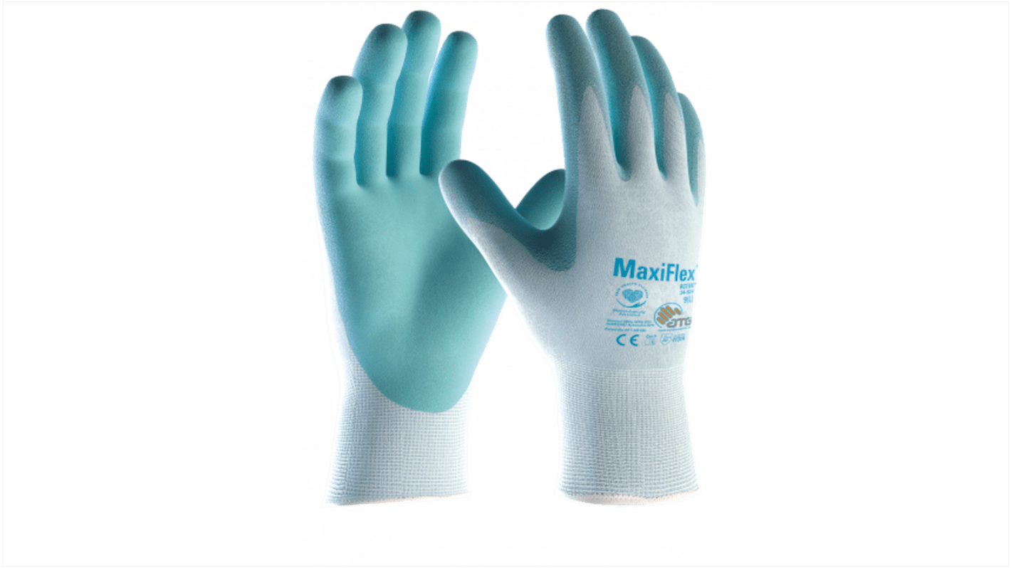 ATG Maxiflex Light Blue Spandex Heat Resistant Work Gloves, Size 8, NBR Coating