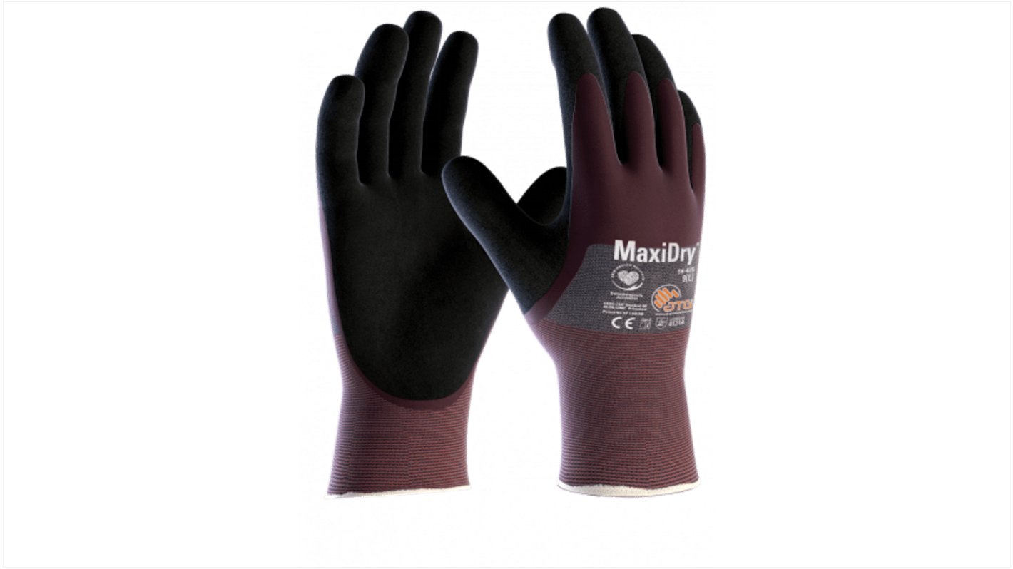 ATG Maxidry Grey Spandex Work Gloves, Size 9, NBR Coating