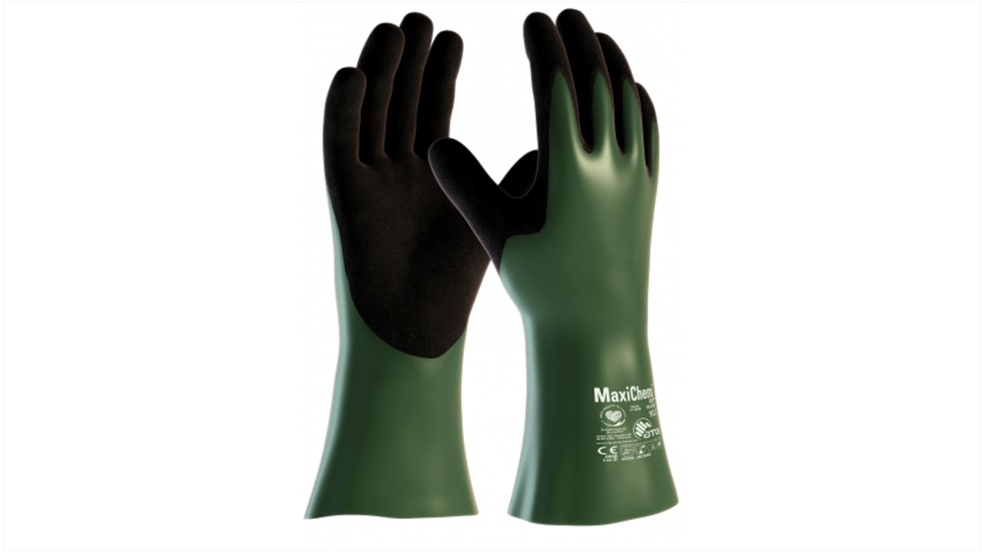 ATG Maxichem Green Spandex Cut Resistant Work Gloves, Size 9, NBR Coating
