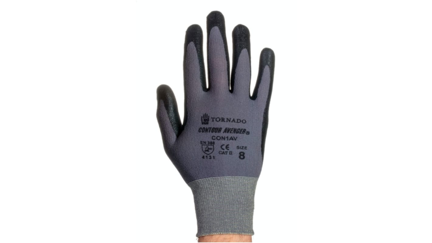 Guanti da lavoro Tornado Contour Avenger, Tg. 8, in Nylon, col. Nero, grigio