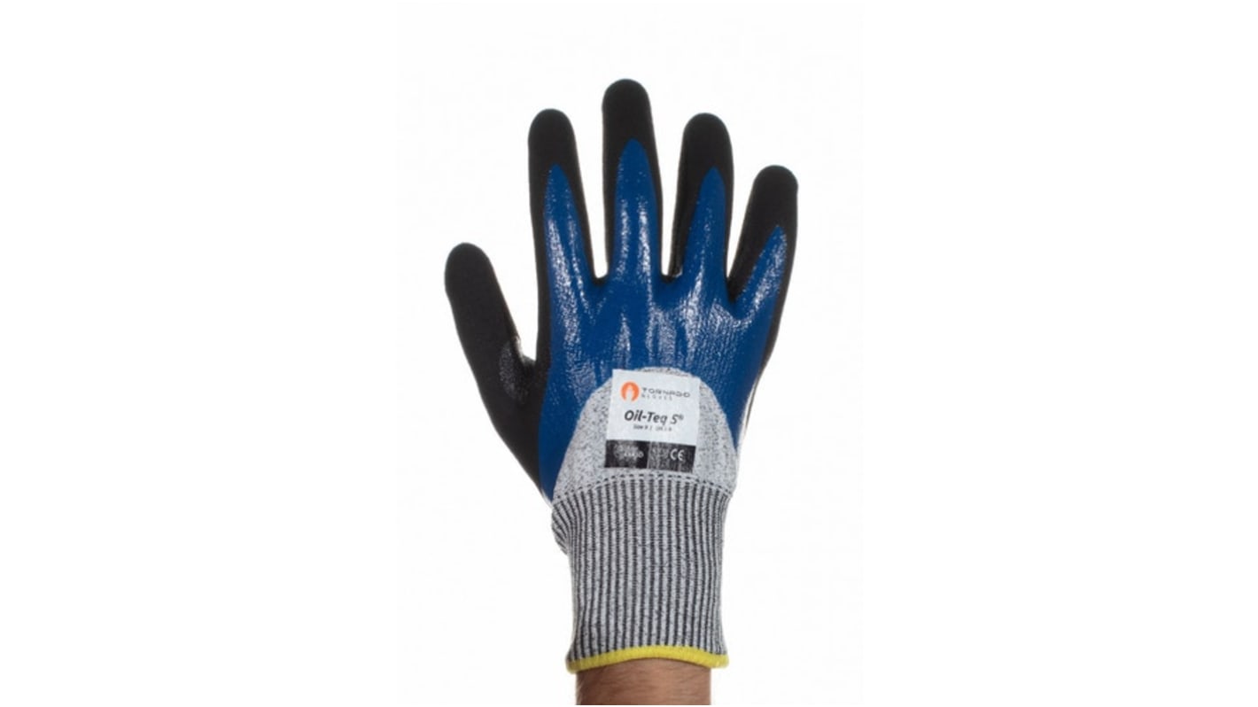 Tornado Oil-Teq Arbeitshandschuhe Größe 8 Abriebfest Nylon Schwarz, Blau 12Paare