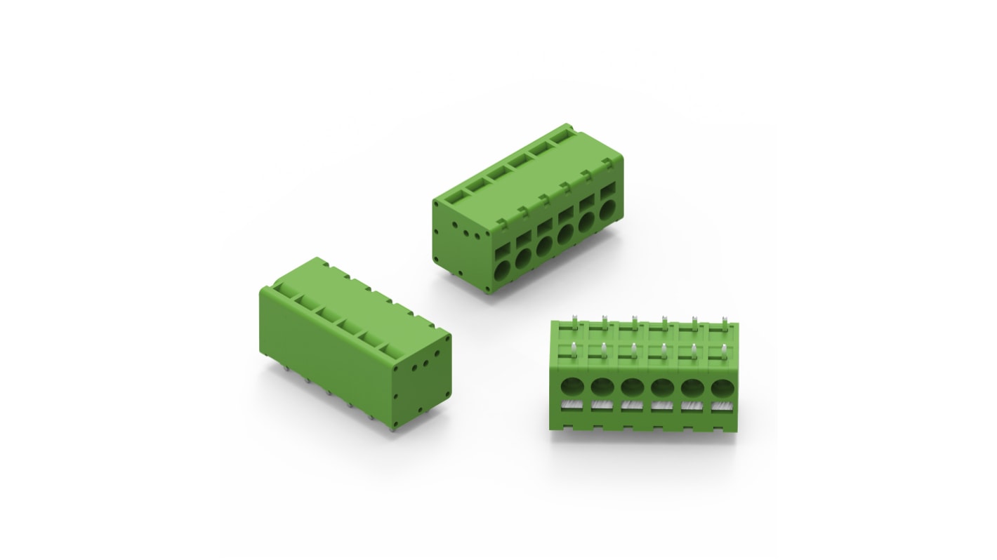 Morsettiera per circuito stampato Wurth Elektronik Maschio a 6 vie, 1 fila, passo 5.08mm, Montaggio su cavo