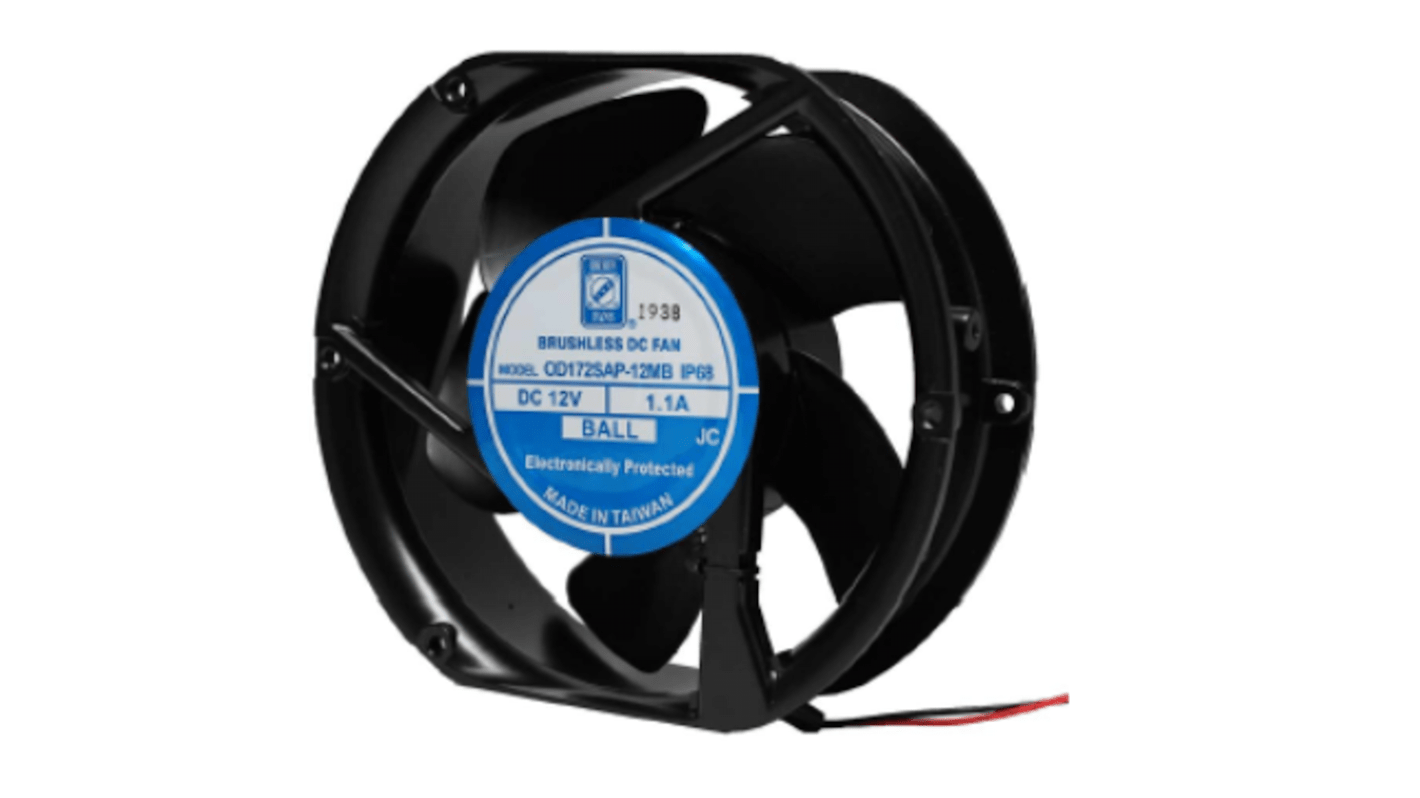 RS PRO Axial Fan, 24 V dc, DC Operation, 235cfm, 15W, 0.97A Max, IP68, 172 x 150 x 51mm