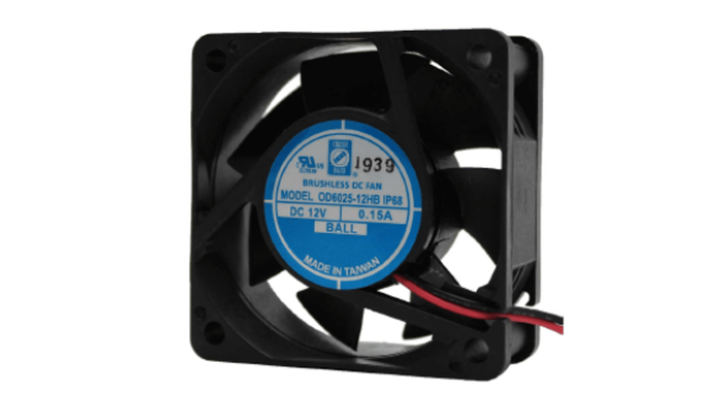 RS PRO Axial Fan, 12 V dc, DC Operation, 25cfm, 1.8W, 0.15A Max, IP68, 60 x 60 x 25mm