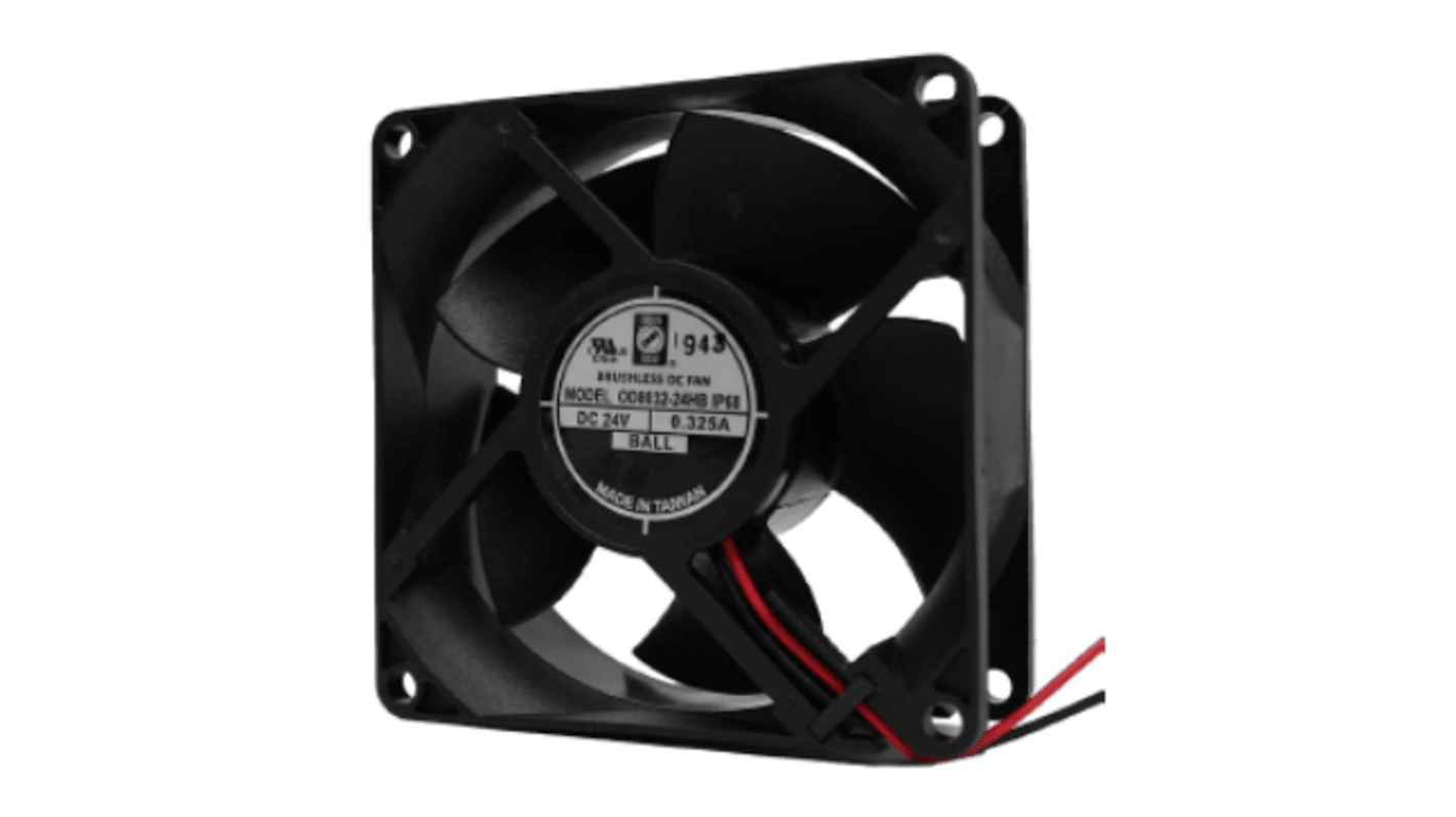 RS PRO Axial Fan, 12 V dc, DC Operation, 75.1 ± 15%cfm, 7.8 ± 15%W, 0.65 ± 15%A Max, IP68, 80 x 80 x 32mm