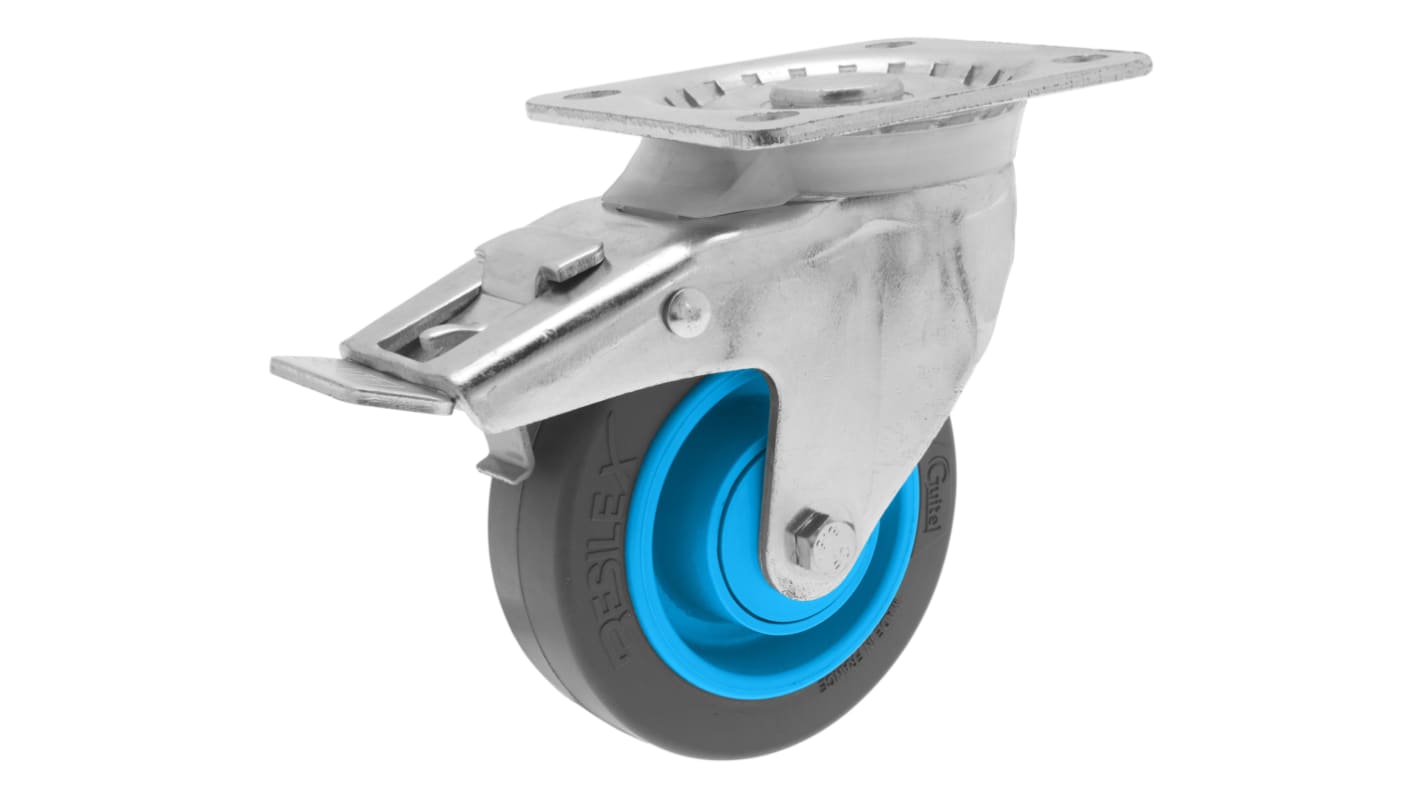 Guitel Hervieu Braked Swivel Castor Wheel, 200kg Capacity, 100mm Wheel