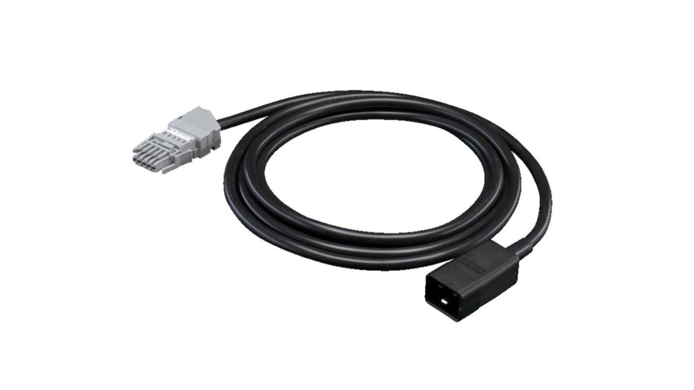 Cable de alimentación Rittal Negro de 3m, con. A IEC C20, con. B Wago X-Com, 230 V / 16 A