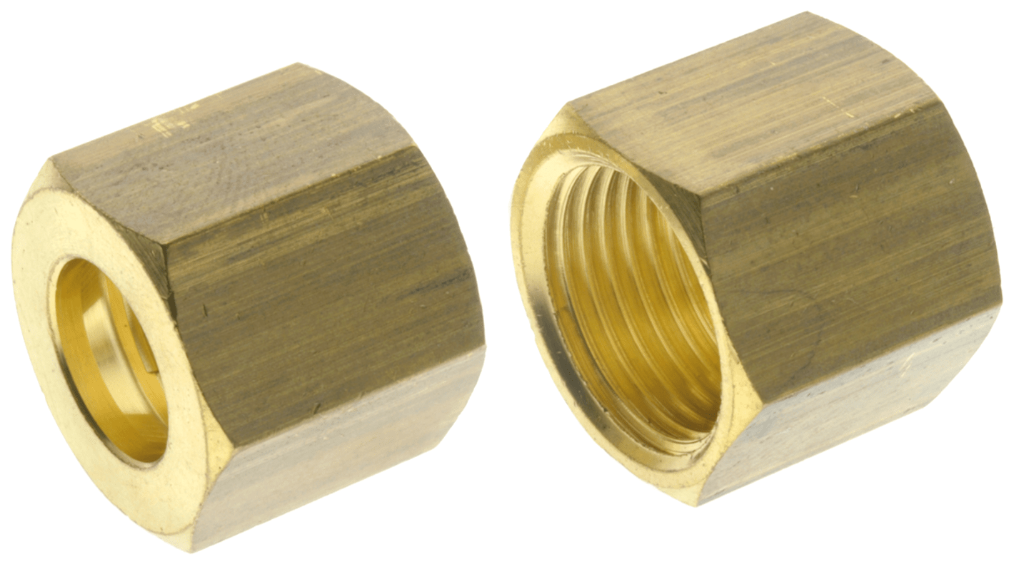 RS PRO Brass Compression Fitting, Straight Threaded Nut, Female M12