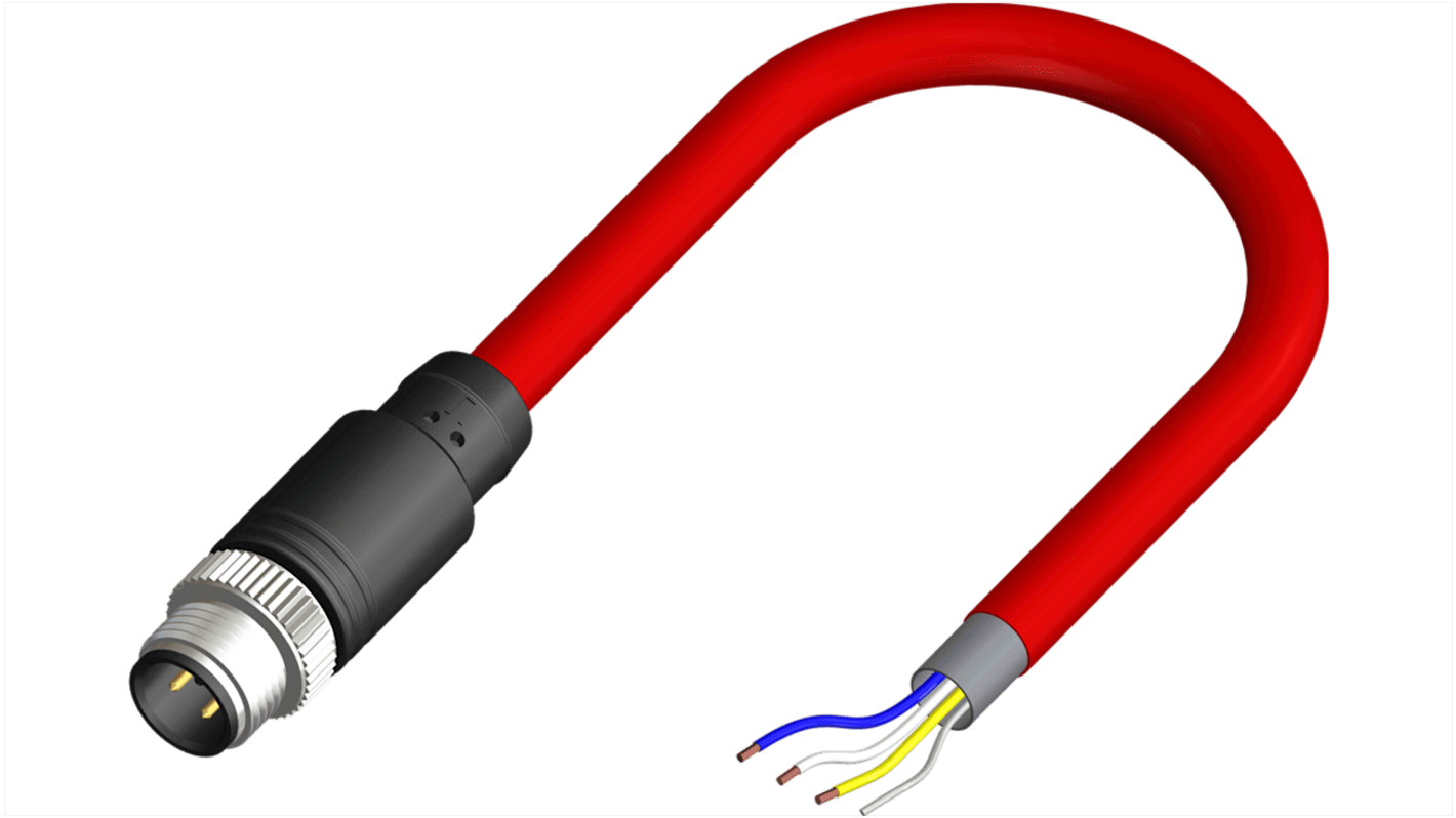 RS PRO Straight Male 4 way M12 to Unterminated Sensor Actuator Cable, 10m