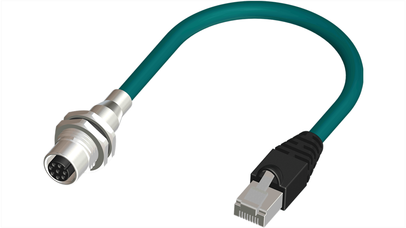 RS PRO 500mm六类网线, M12母座转RJ45公插