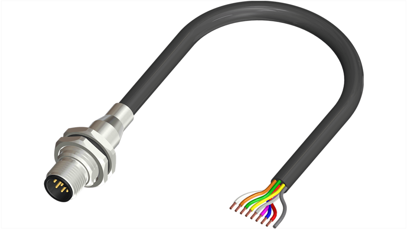 RS PRO konfektioniertes Sensorkabel 8-adrig, Stecker gerade / offenes Ende, Länge 5m