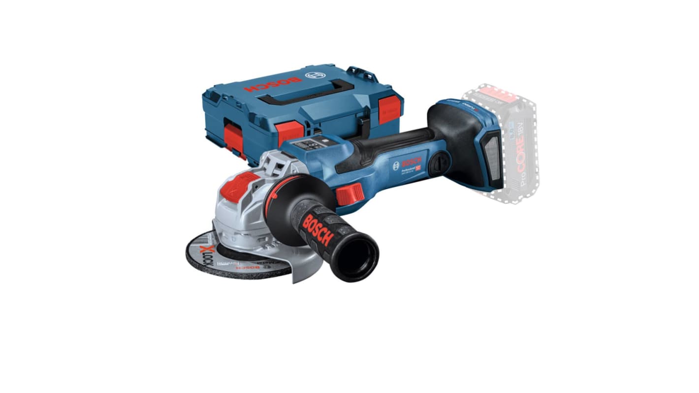 Amoladora angular Bosch GWX 18V-15C a batería de 18V 1.5kW, diámetro de disco 125mm, 11000rpm