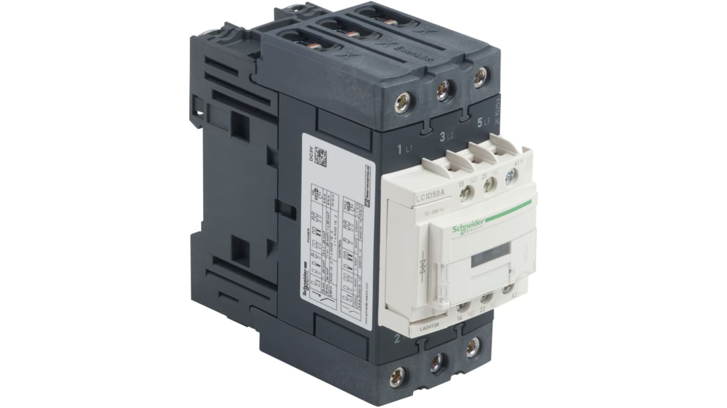 Schneider Electric TeSys D Contactor, 24 V Coil, 3-Pole, 50 A, 22 kW, 3NO