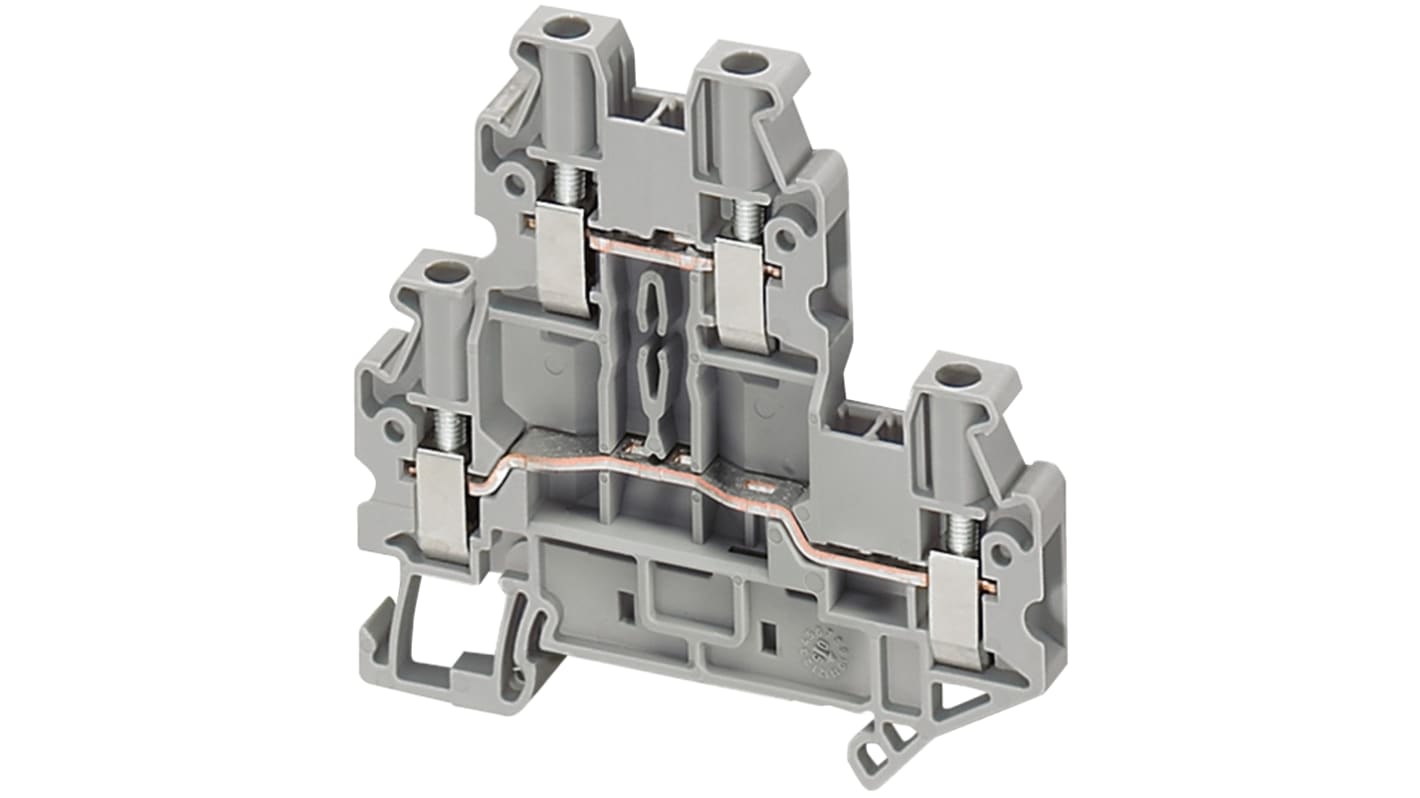 Schneider Electric 4-Way Double Screw Earth Terminal Block, 2.5mm², 14 AWG Wire, Screw