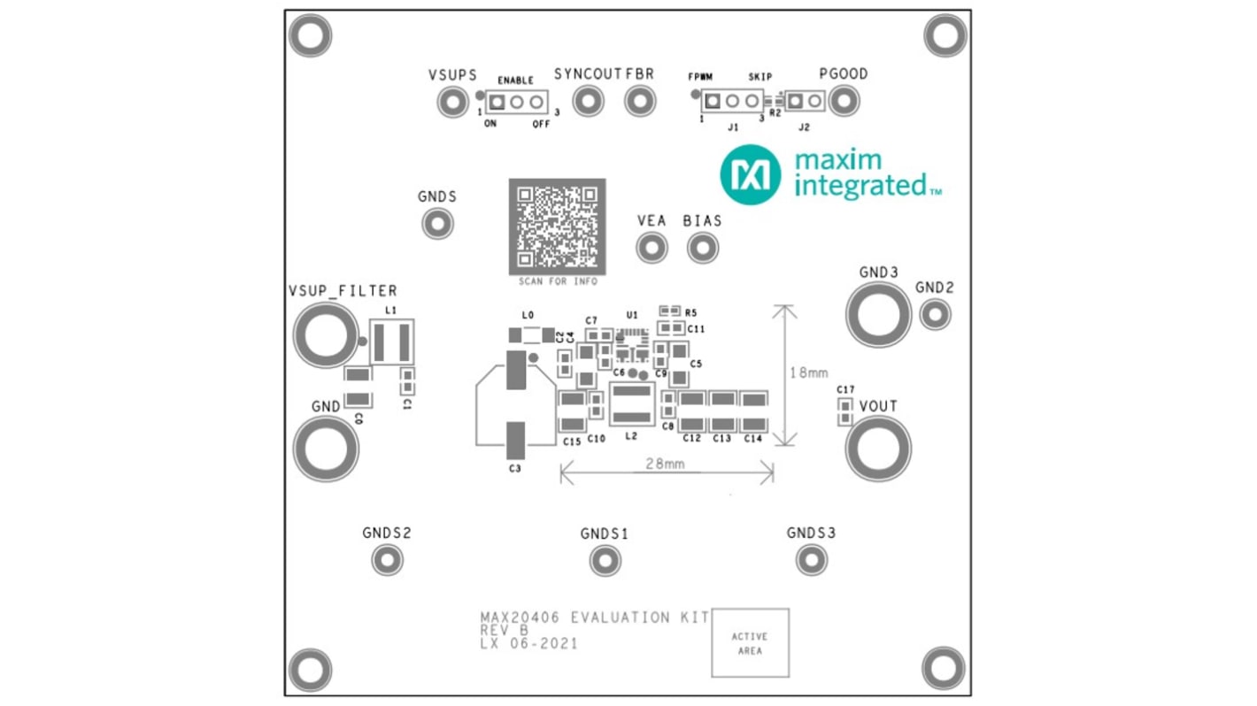 Maxim Integrated 開発キット, 開発キット, バックコンバータ, MAX20404, MAX20405, MAX20406AFOB/VY+ 用, MAX20406EVKIT#