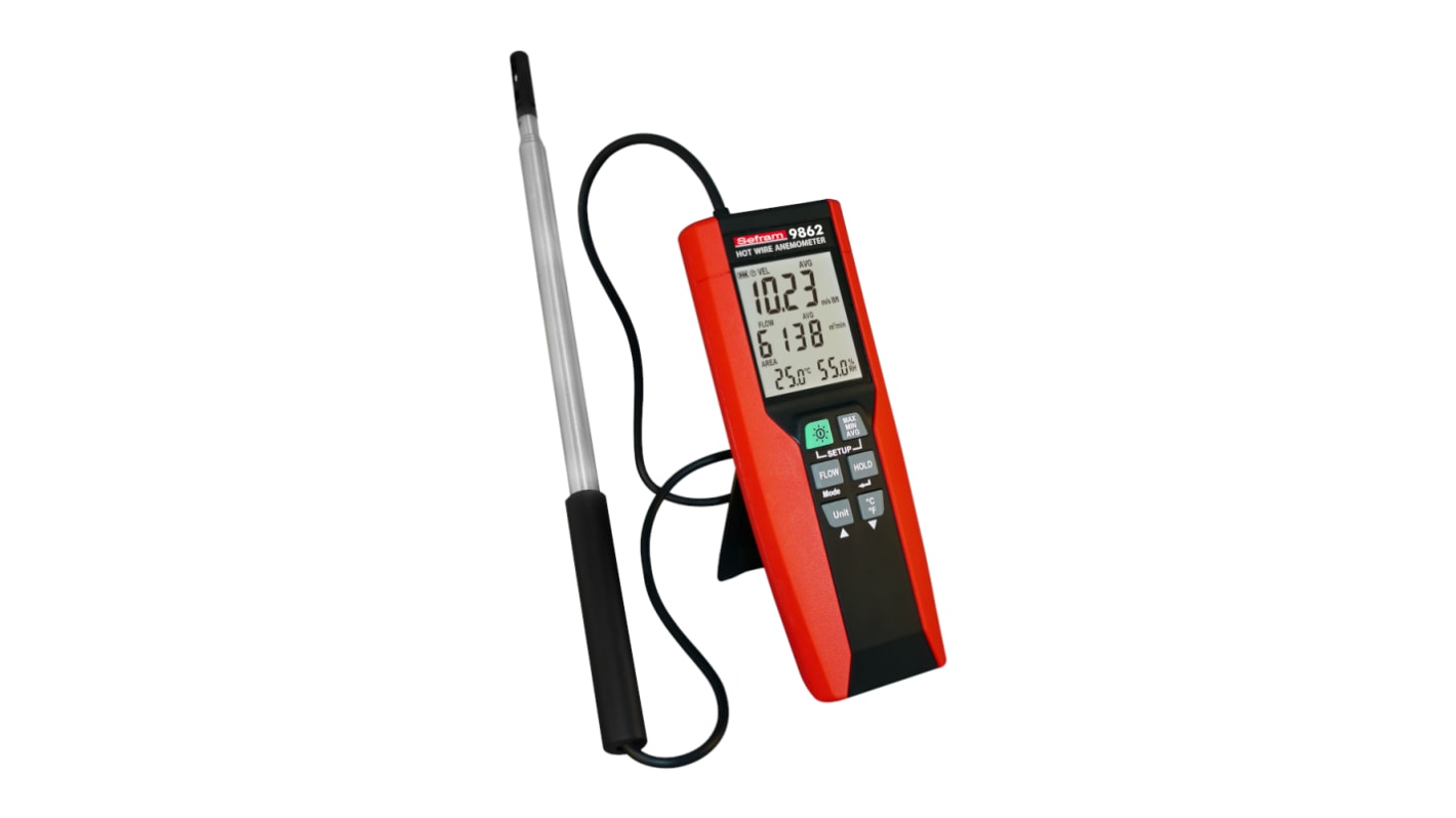 Sefram SEFRAM9862 Telescopic Vane Anemometer, 0 To 25m/s Max, Measures Air Flow