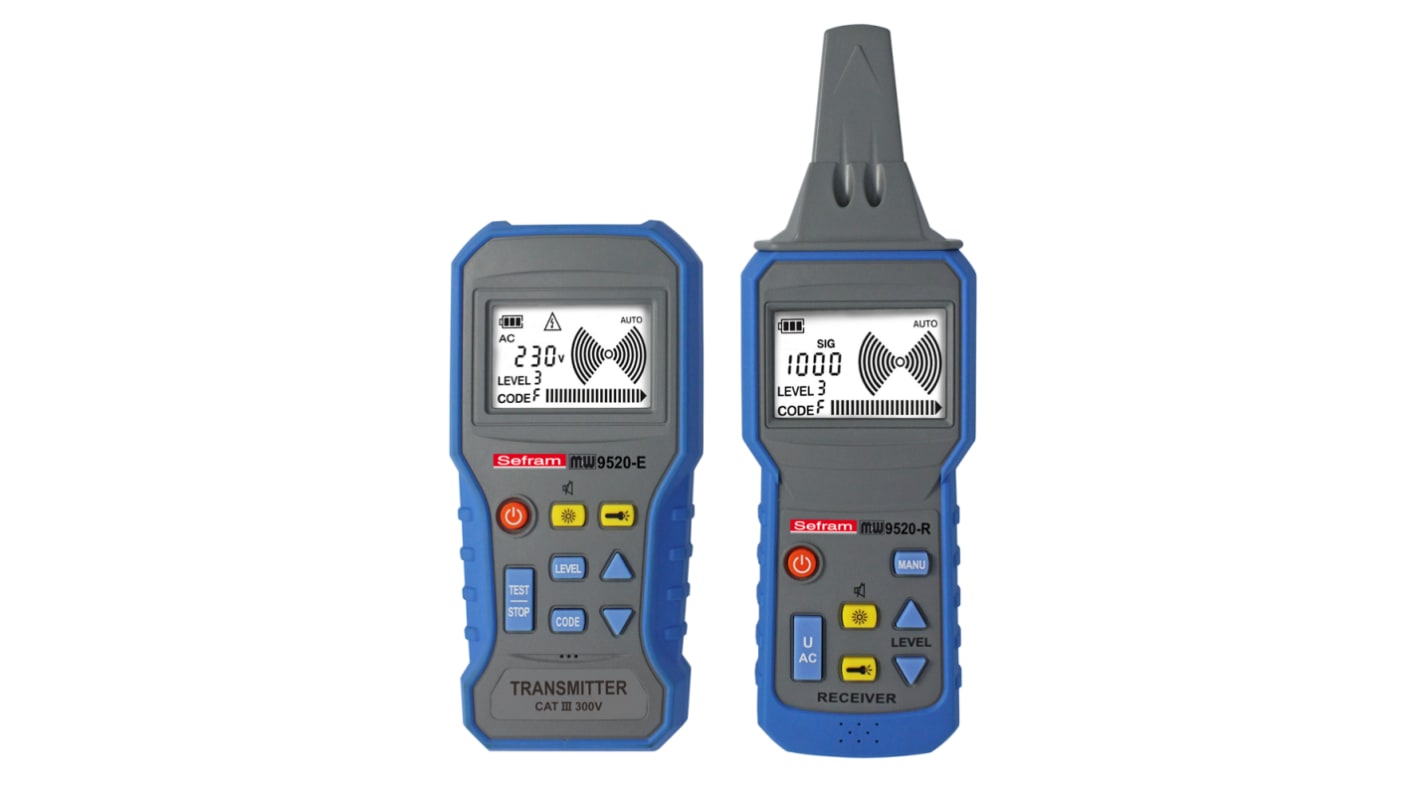 Sefram MW9520, Kabelsucher mit LCD-Anzeige, Erfassungstiefe 2m, bis 300V, CAT III - 450V