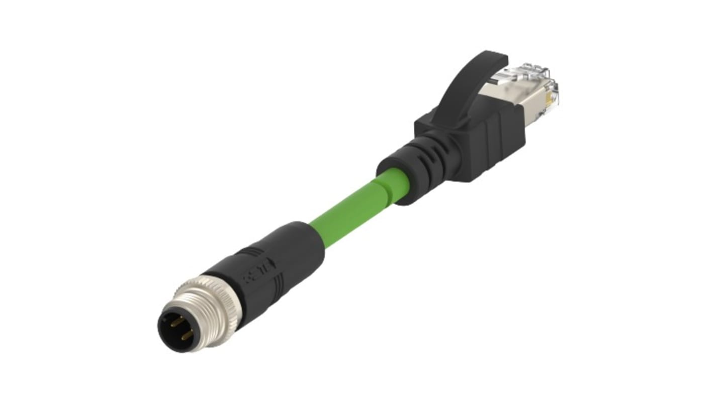 Cable Ethernet Cat5e TE Connectivity de color Verde, long. 500mm, funda de PVC