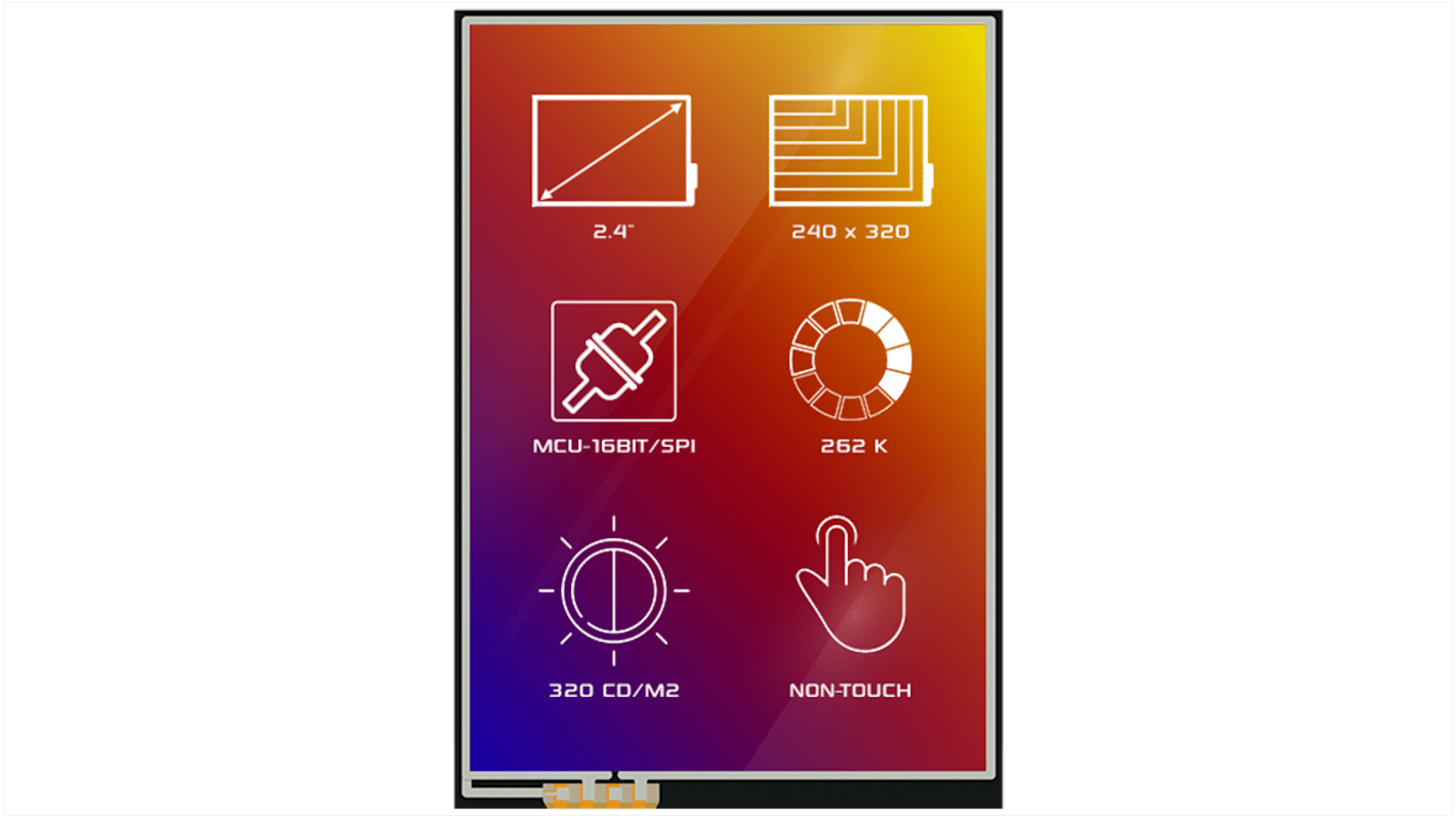4D Systems 4DLCD-24320240-IPS TFT TFT LCD Display, 2.4in, 240 x 320pixels