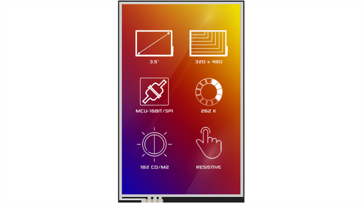 4D Systems 4DLCD-35480320-RTP-IPS TFT TFT LCD Display / Touch Screen, 3.5in, 320 x 480pixels
