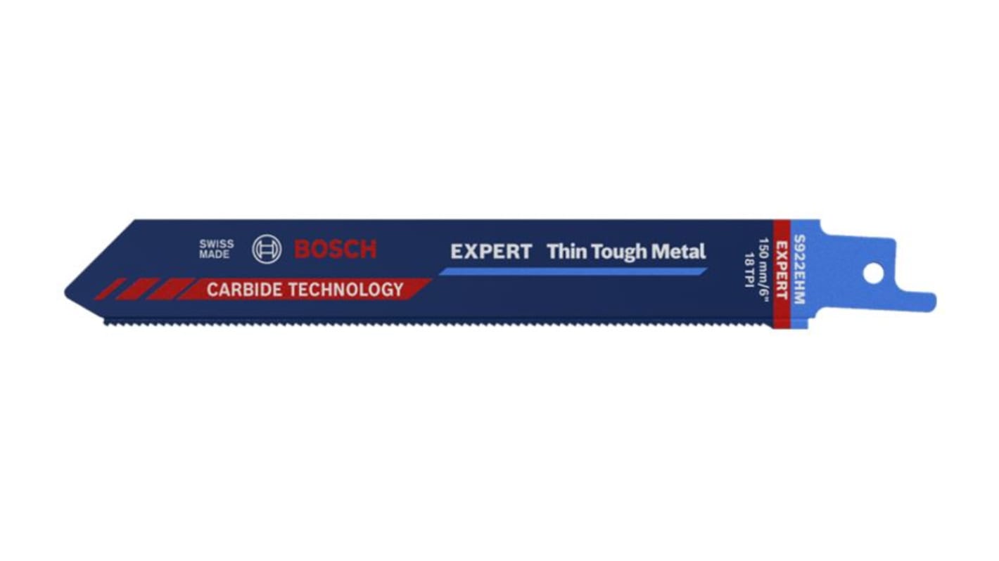 Bosch Hartmetall Säbelsägeblatt, Schnittlänge 100mm / 18 TPI, Stück für Stahlrohre, Stahlbleche