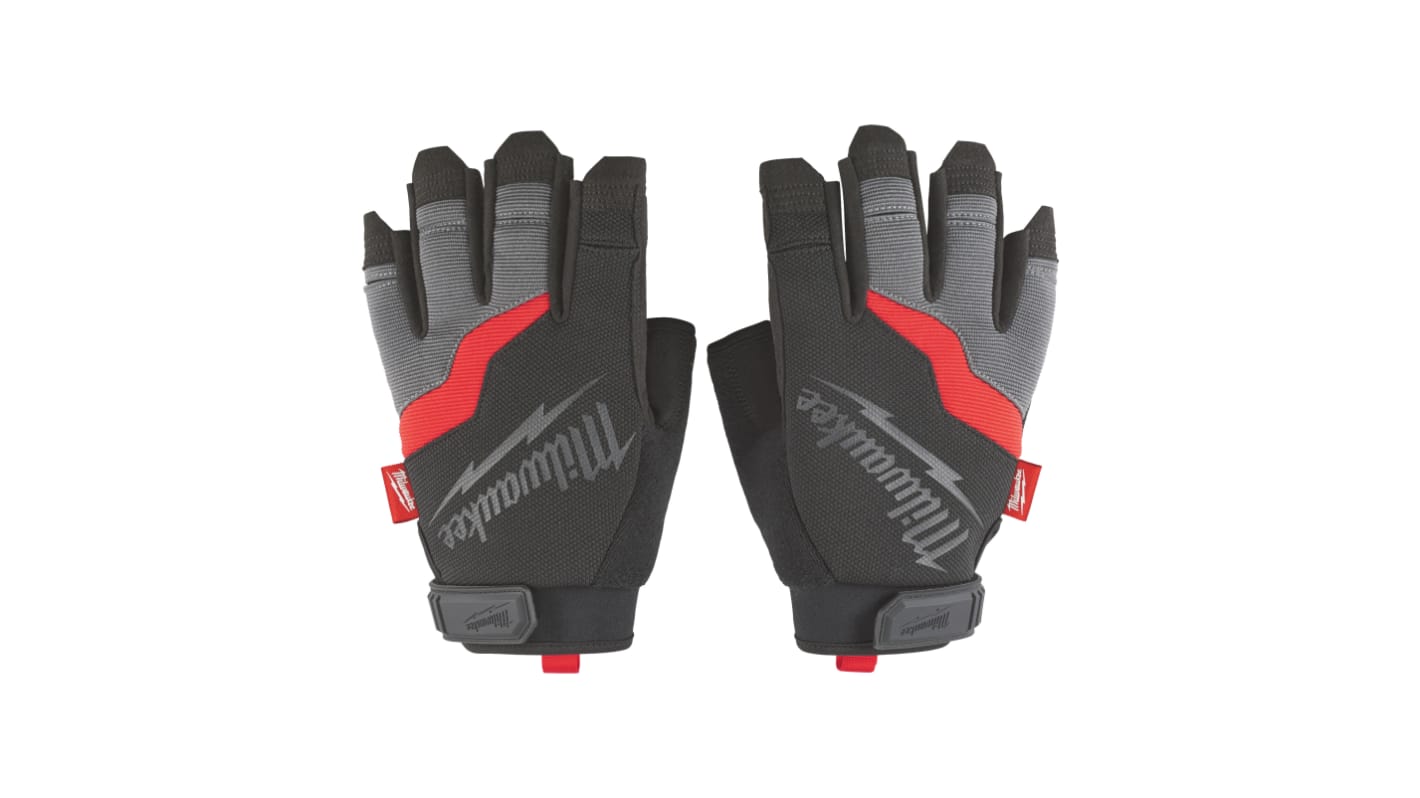 Milwaukee Grey Nylon, Synthetic Leather Gloves, Size 8