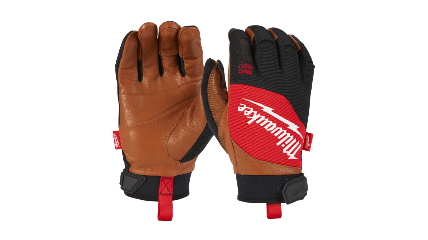Milwaukee Red Leather Gloves, Size 9
