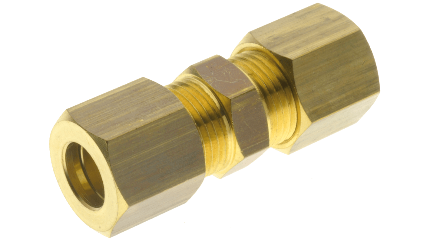 RS PRO Brass Push Fit Fitting, Straight Threaded Connector, Female Metric M14 to Female Metric M14