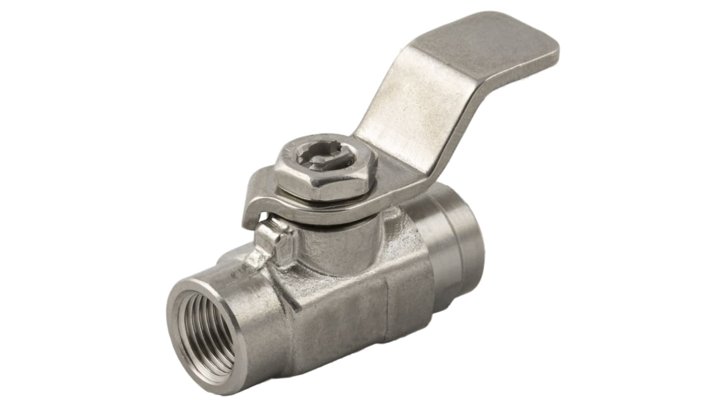 RS PRO Stainless Steel Ball Valve, Process Ball Valve, Threaded 1/4in, 1/4in
