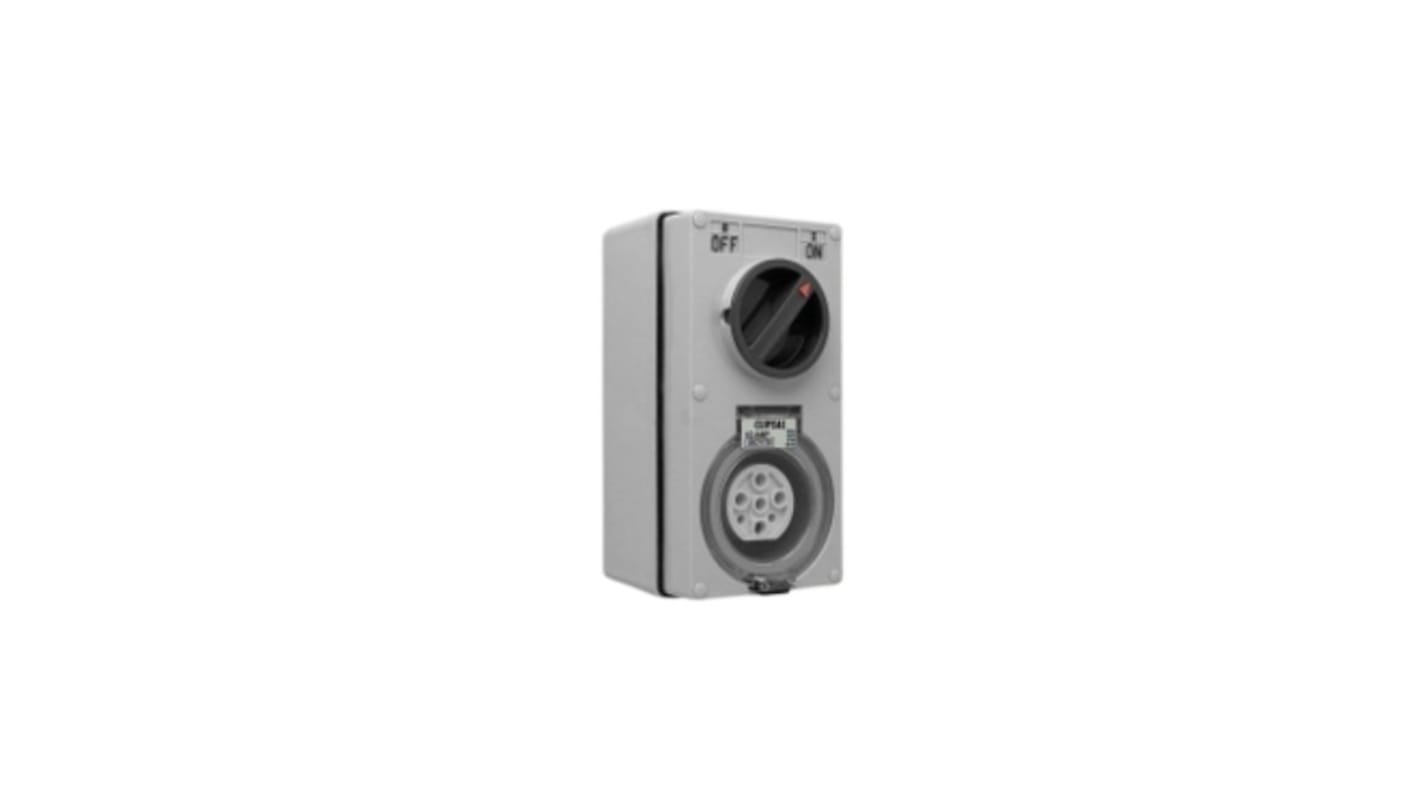 Clipsal Electrical, Series 56 IP66 Grey Surface Mount 3P + N + E Mains Connector Socket, Rated At 32A, 500 V