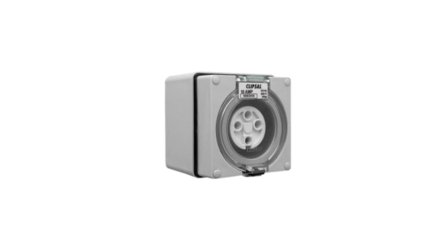 Clipsal Electrical, Series 56 Grey Surface Mount 3P + E Mains Connector Socket, Rated At 10A, 500 V