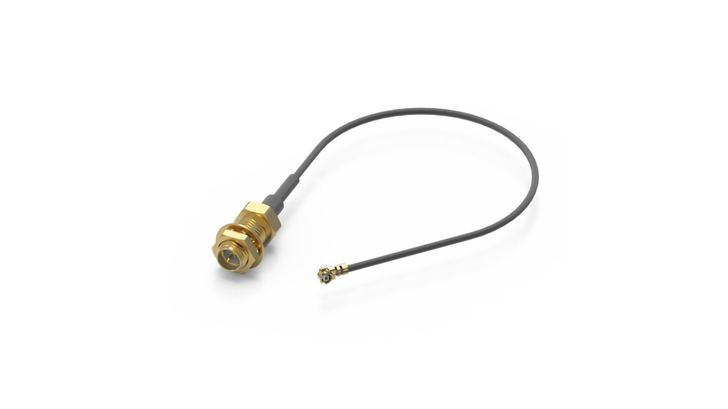 Wurth Elektronik Koaxialkabel konfektioniert, 50 Ω, 150mm, RP-SMA / UMRF, Aussen ø 1.37mm B Ausricht, abgewinkelt,