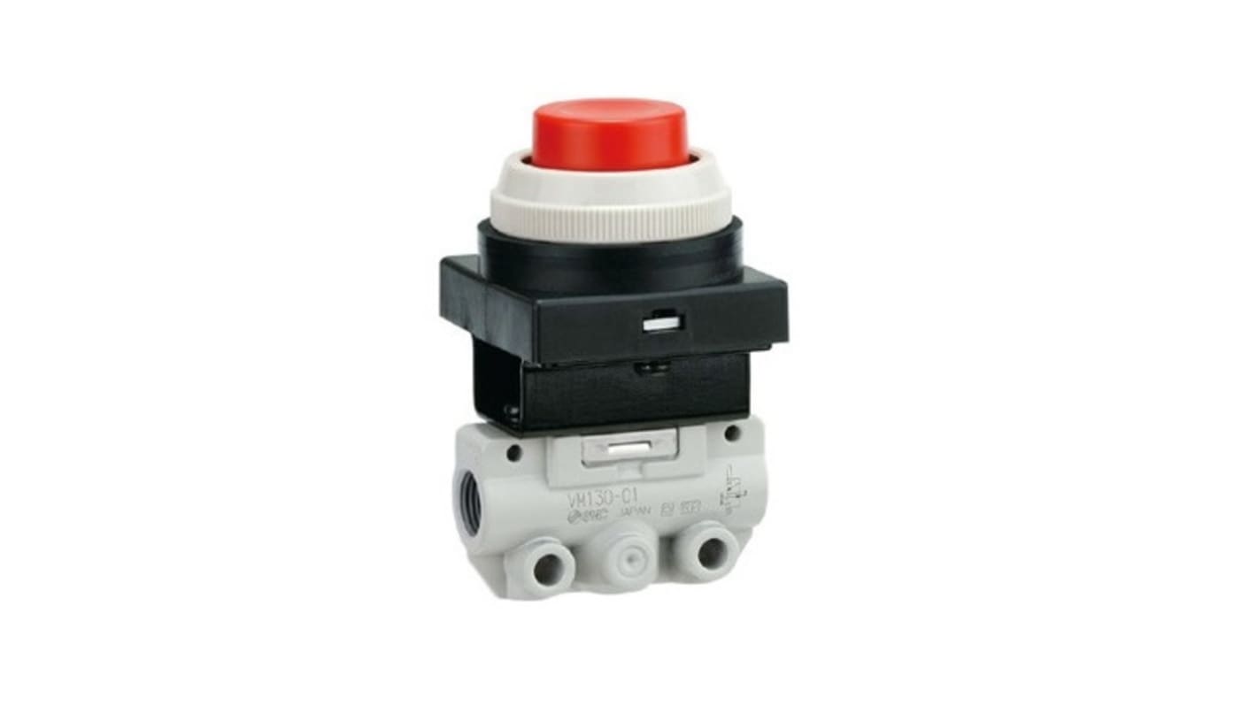 Vannes mécanique SMC VM100 Bouton poussoir Pneumatic Relay, G 1/8, 1/8pouces