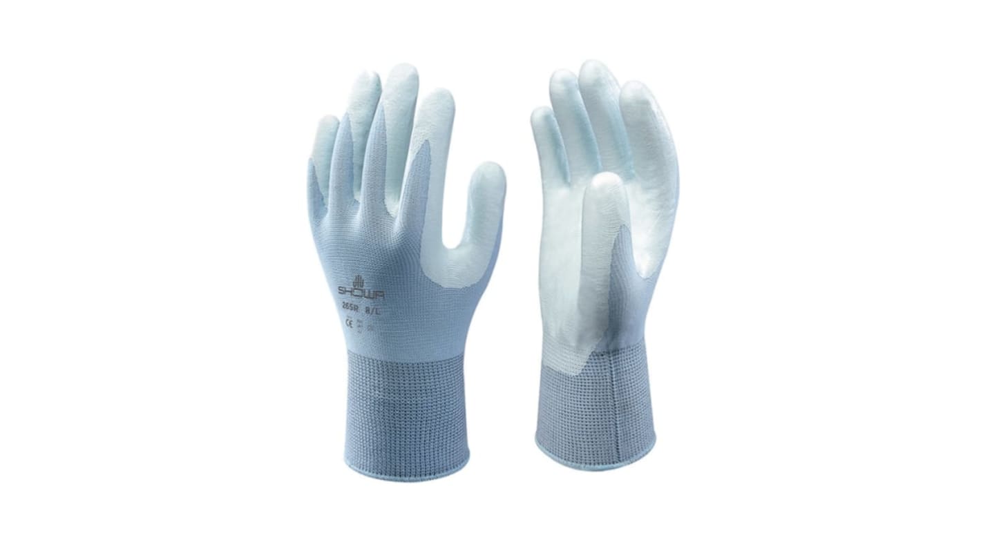 Showa 265R Blue Nylon Abrasion Resistant, Anti-Slip, General Purpose, Good Dexterity, Tear Resistant Gloves, Size 9,
