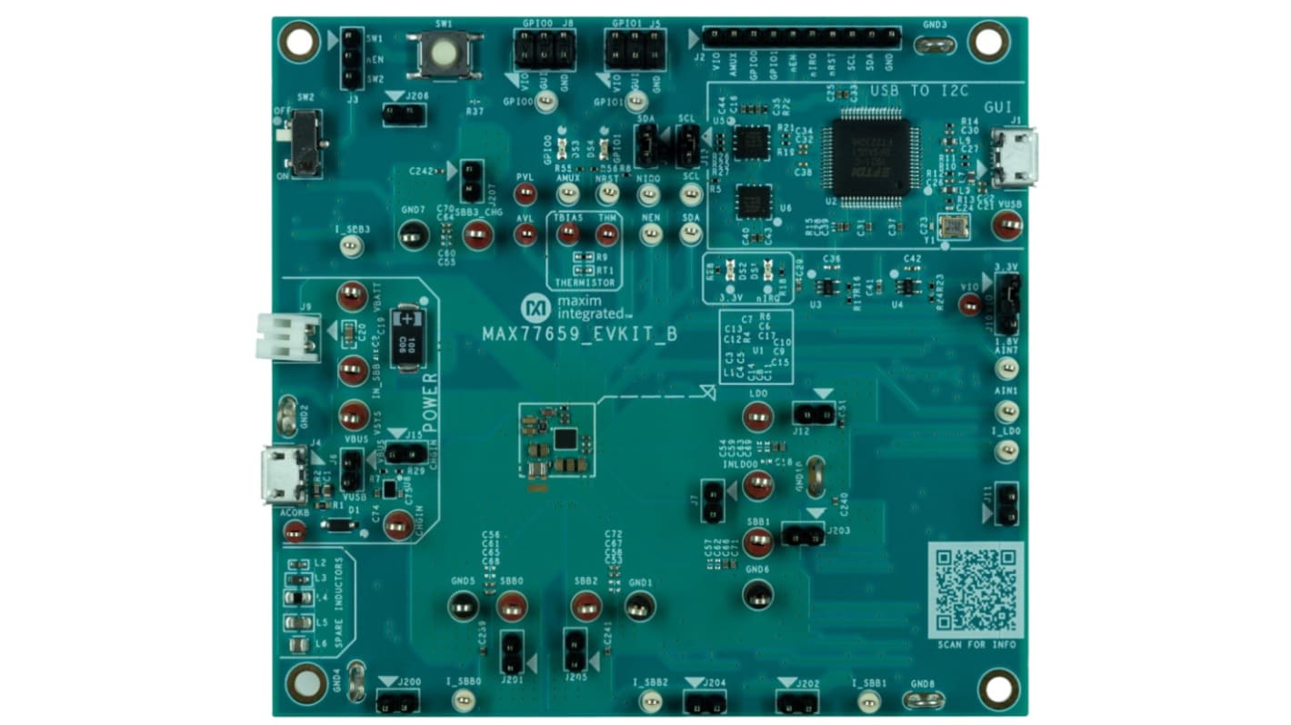 Maxim Integrated MAX77659 Entwicklungsbausatz Spannungsregler, MAX77659 Evaluation Kit Abwärts-/Aufwärts-Controller