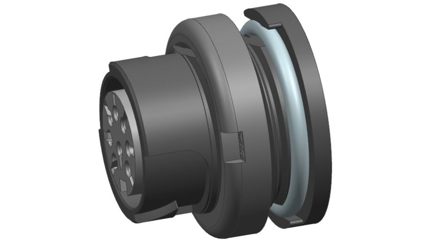 Conector circular Amphenol Industrial hembra serie Quicklock Signalmate C091 de 6 vías hembra, montaje aéreo, IP68