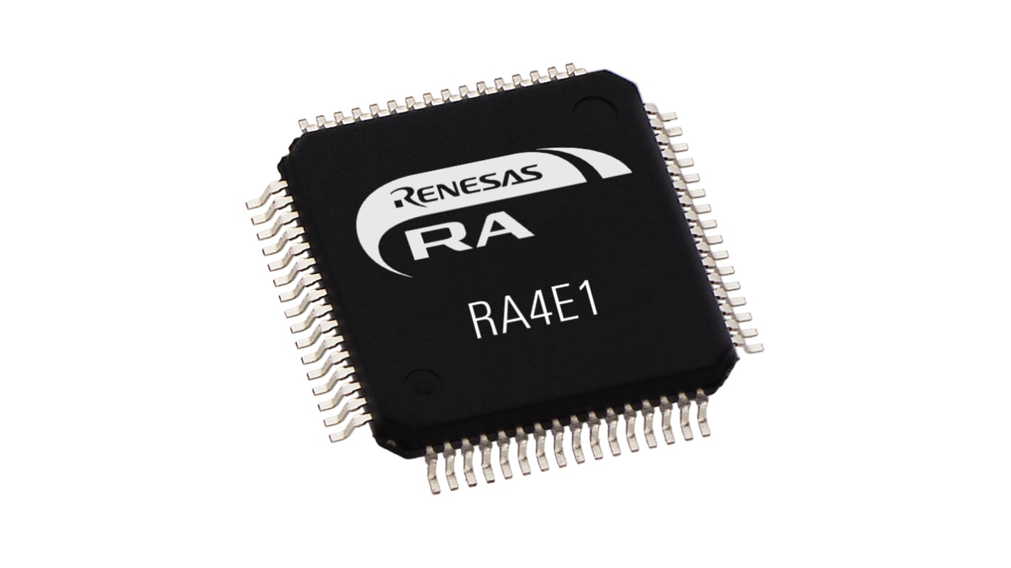 ルネサス エレクトロニクス RA4E1 マイコン, ARM Cortex M33コア, 100MHz, 512 kB, フラッシュ, 64-Pin LQFP