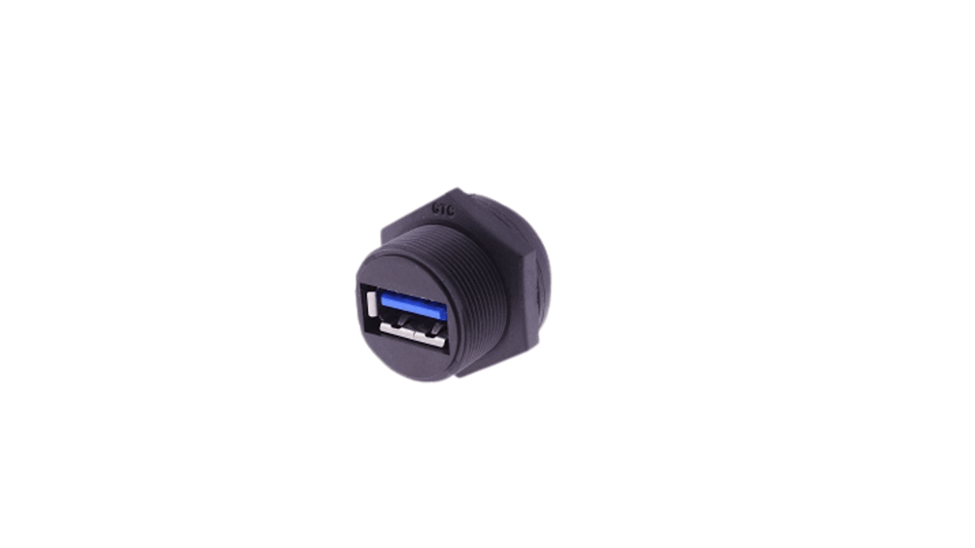 RS PRO Straight, Panel Mount, Socket- Single Port Type A 3.0 IP67 Type A USB Connector