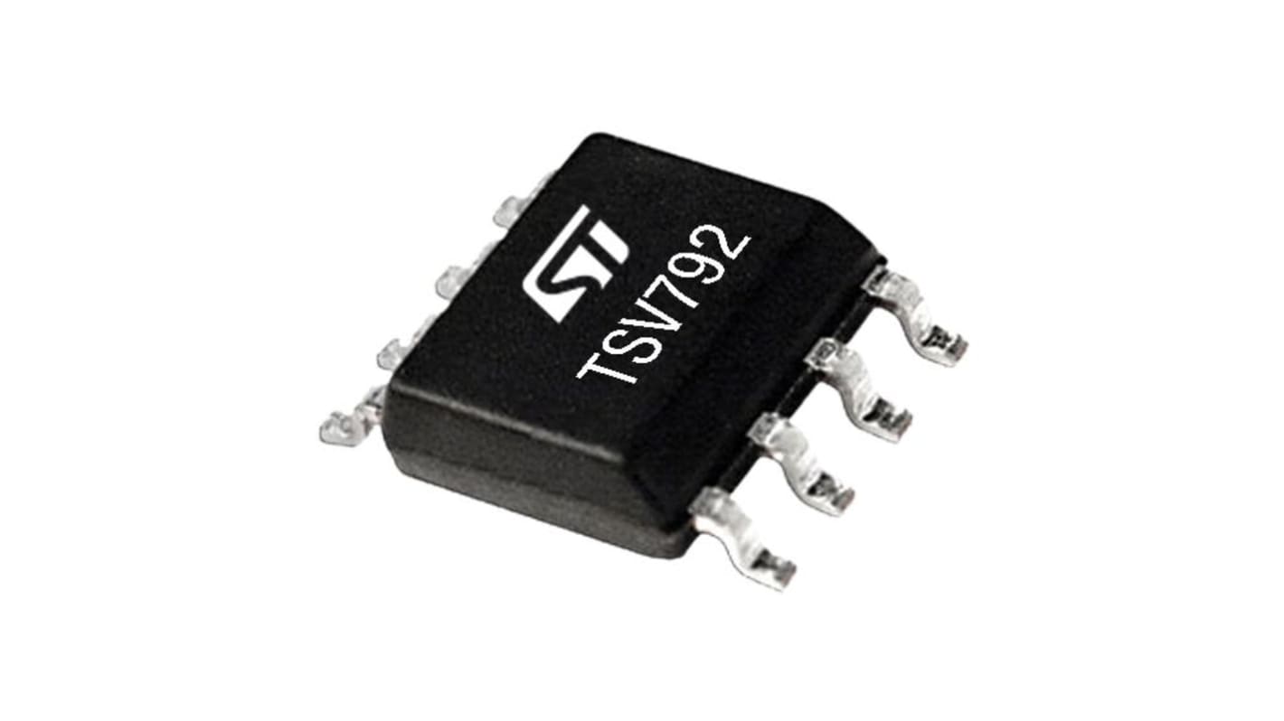 TSV792IDT STMicroelectronics, High Bandwidth, Op Amp, RRIO, 50MHz 50 MHz, 6 V, 8-Pin SO8