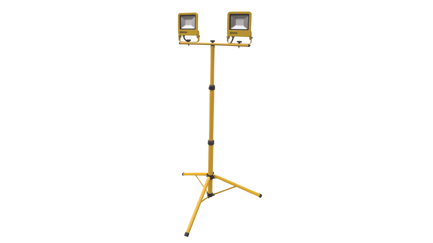 Luz de trabajo, RS PRO, Trípode, LED, 2 x 10 W, 110 V, IP65, Aluminio, 1740mm, 600 mm, 840 mm