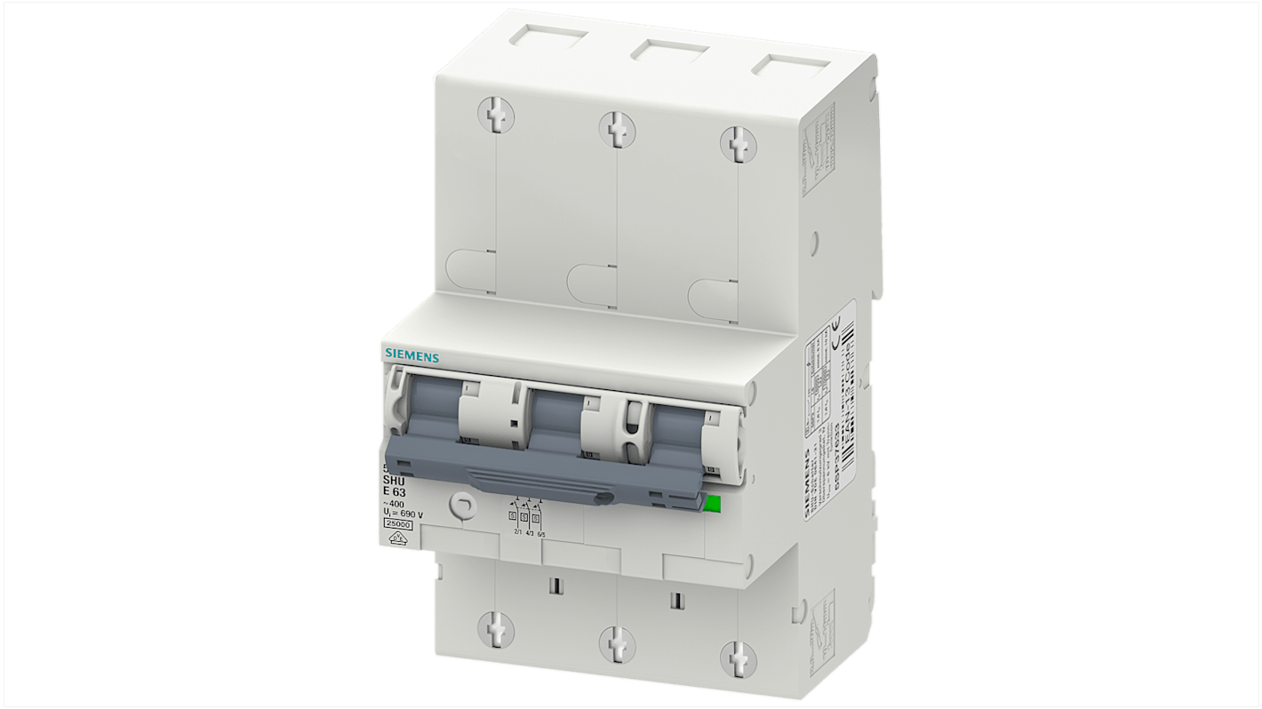 Interruptor automático 3P, 35A, Curva Tipo E 5SP3335-3, SENTRON, Montaje en Carril DIN