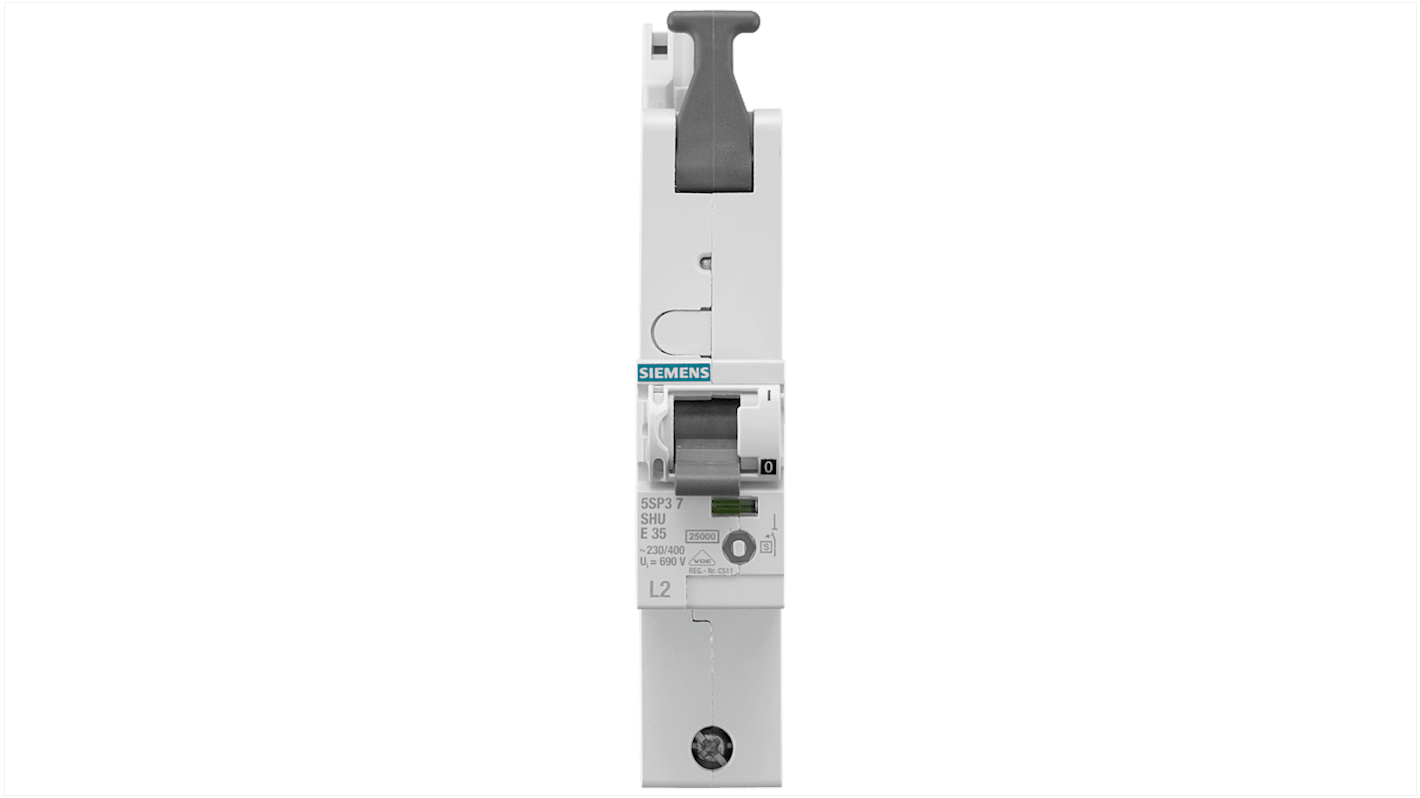 Interruptor automático 1P, 25A, Curva Tipo E 5SP3725-2KK02, SENTRON, Montaje en Carril DIN