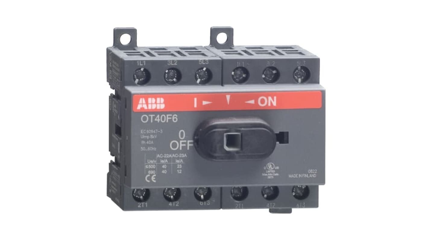 ABB OT Pole Base Mounting Switch Disconnector - 25A Maximum Current, 9kW Power Rating, IP20